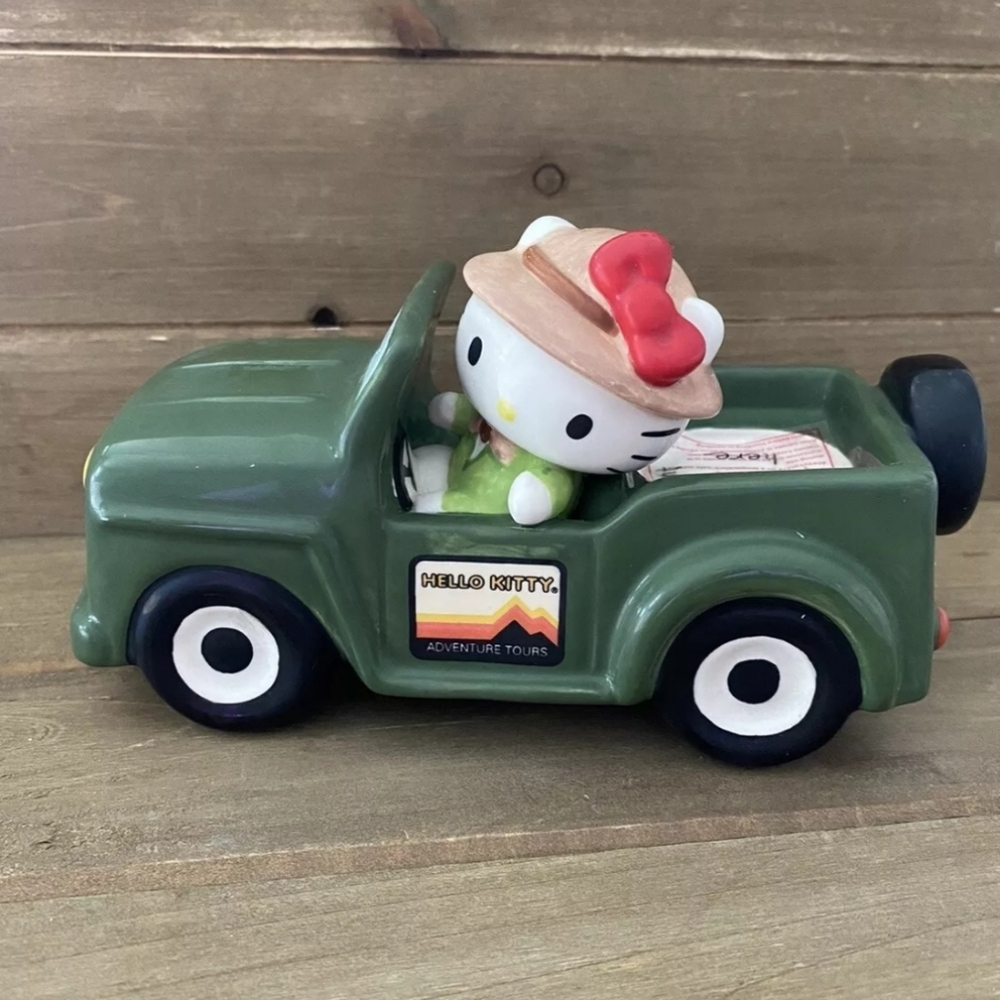 Blue Sky Hello Kitty Adventure Tours Green Jeep Truck Tea Light Candle House NEW